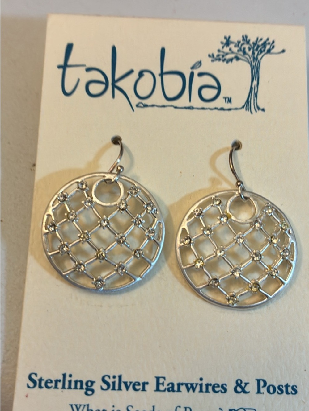 Takobia Sterling Silver Openwork Lattice Drop Earrings - Silver NEW